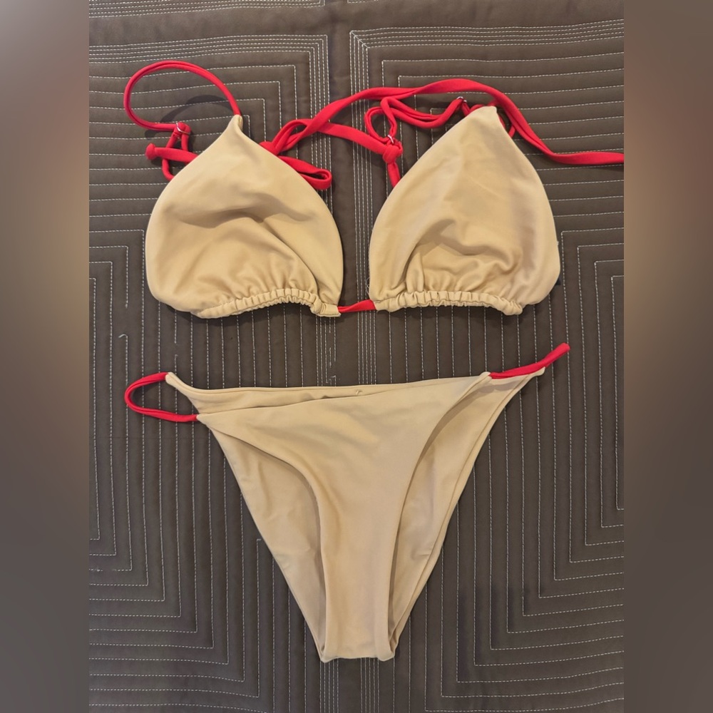 SAME Swim Beige and Red Bikini Set